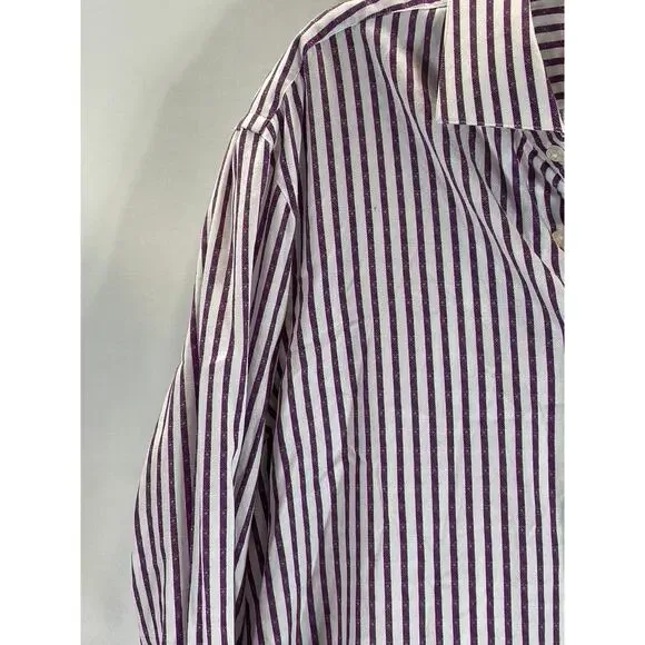 ROBERT GRAHAM Men's White/Burgundy Striped Knowledge Wisdom Truth Shirt SZ 17
